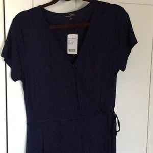 NWT navy faux wrap dress